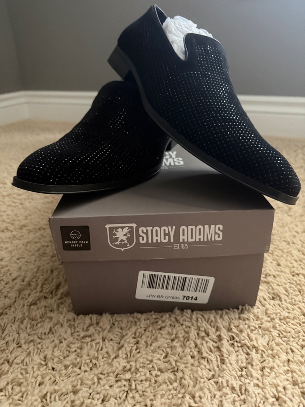 Stacy Adams Black Suede Studded Slip-On Loafers Prom/Wedding